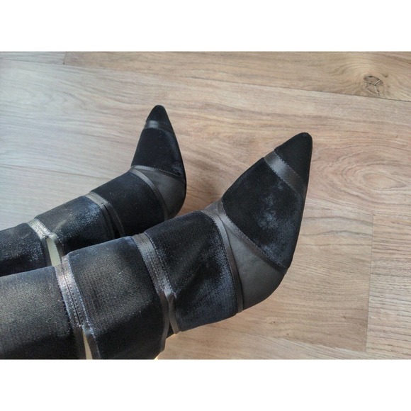 Casadei Black Velvet Open Slit Stiletto heeled Ankle Booties $1,075 - Picture 13 of 16